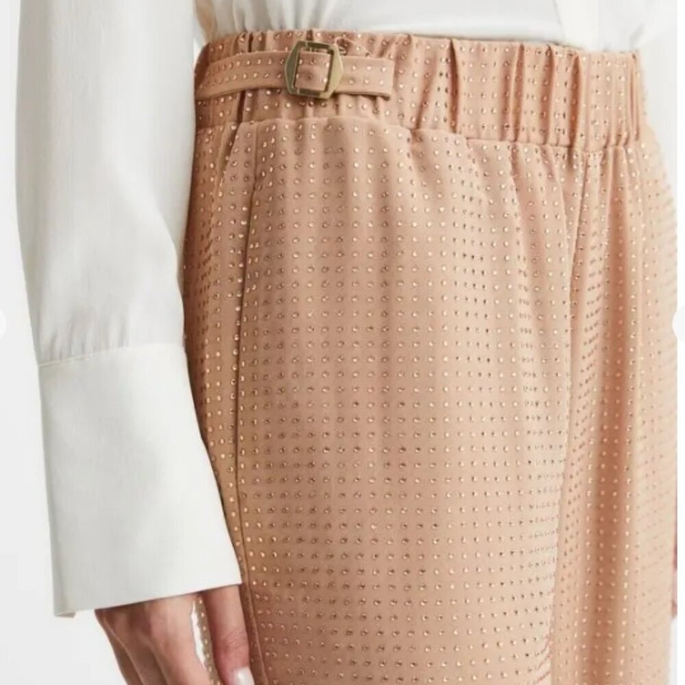 REISS Arielle Wide Leg Embellished Trousers – Nude – Size 4 – NWT - Picture 4 of 9